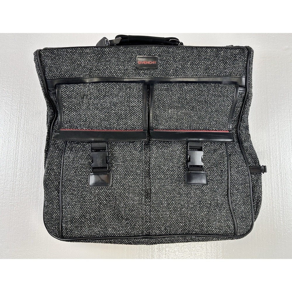 GIVENCHY  Suit‎ Bag Tweed Weekender Travel Bag Carry-on -VTG Wool Twill
